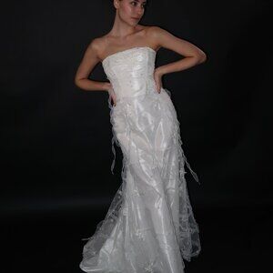 Floor Sample US 2 Emelie Costa Strapless Sequined A-Line Dress